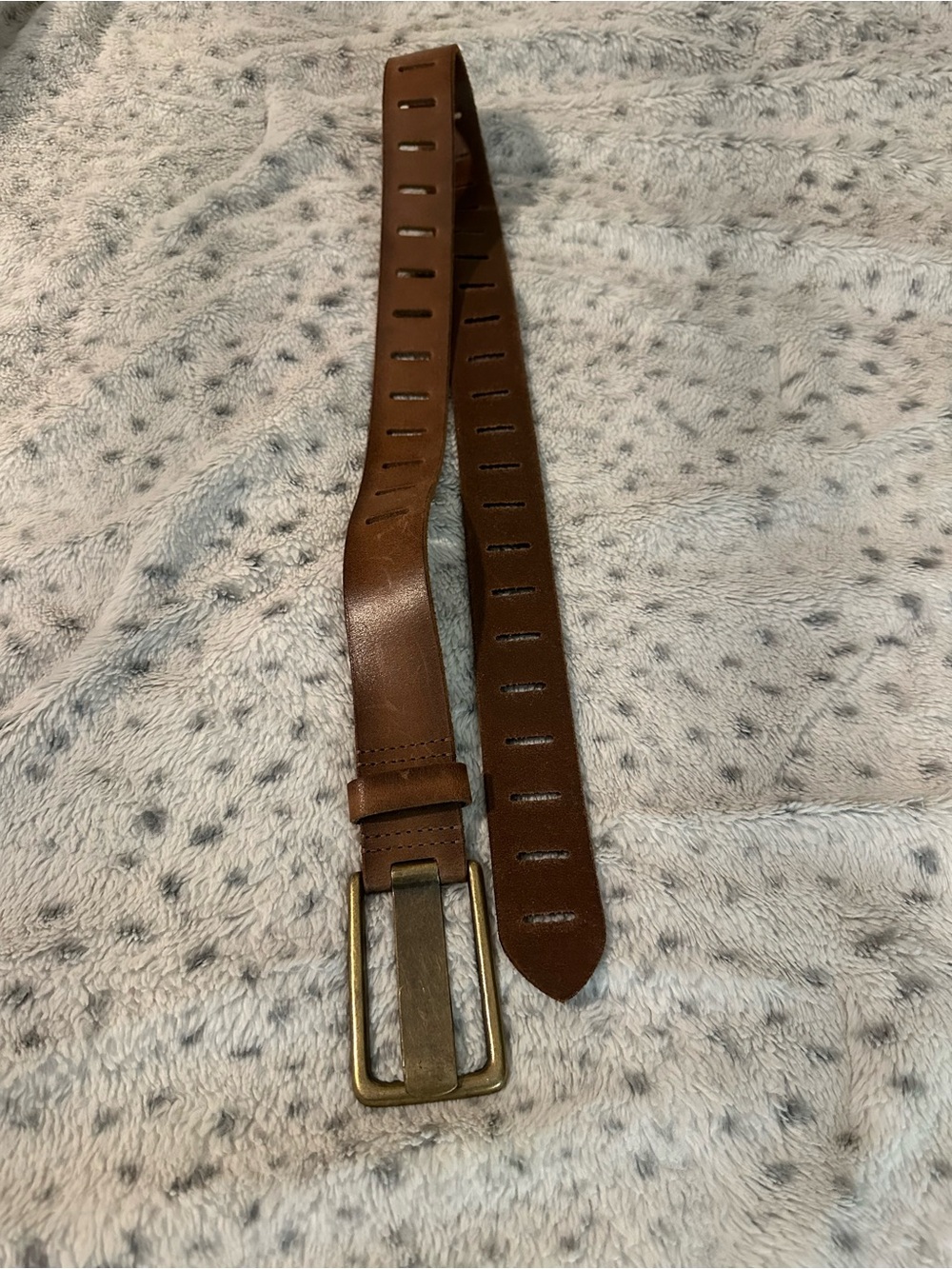 We the free Brown Leather Belt with Brass Buckle